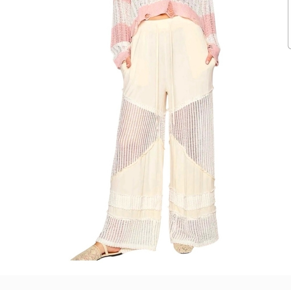 Elegant Cream Wide-Leg Pants